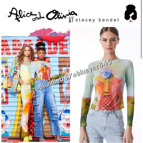 Alice + Olivia “Delaina” long sleeve crop top S - Picture 1 of 5
